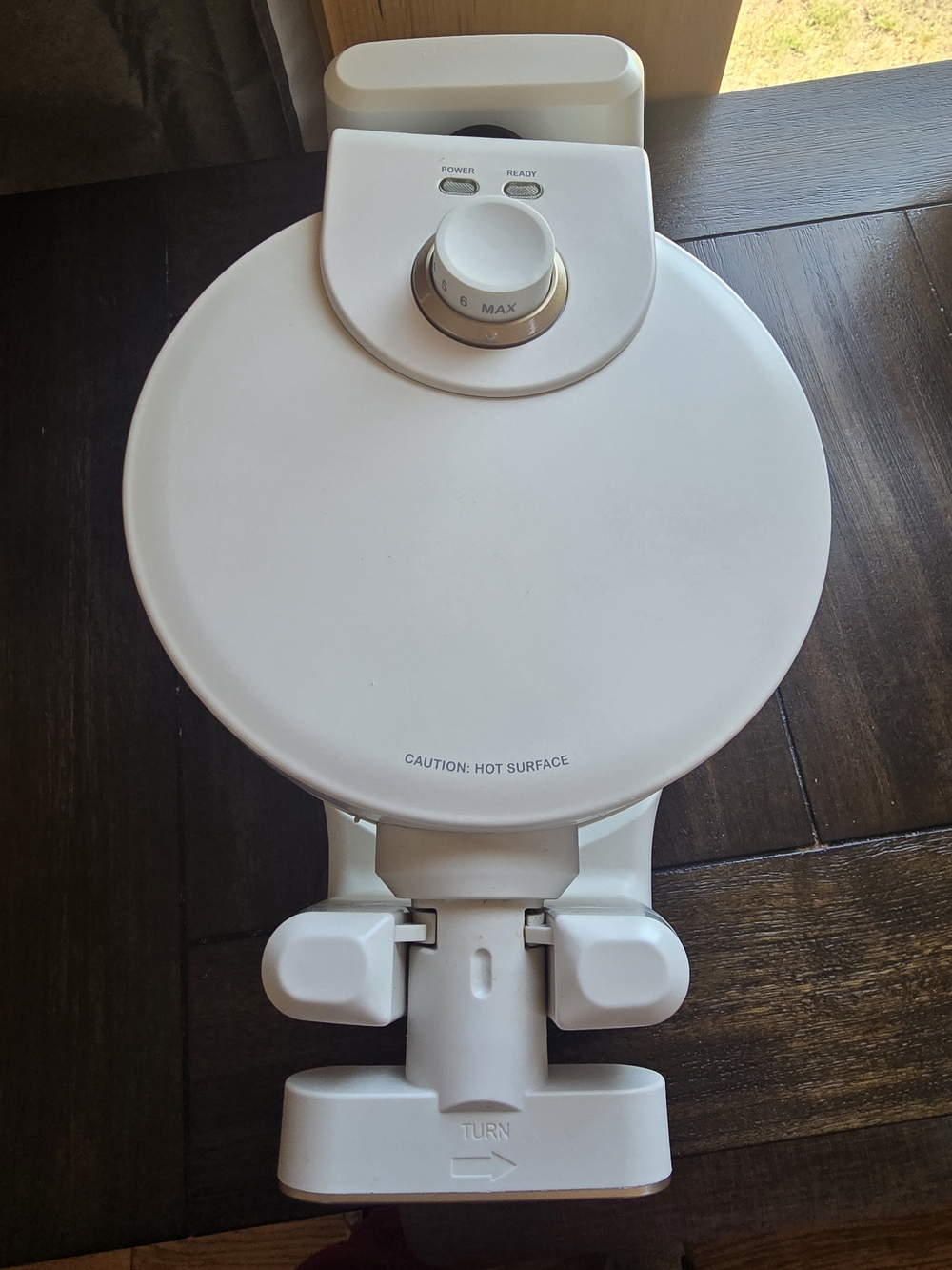 White Electric Waffle Maker - Compact Home Appliance